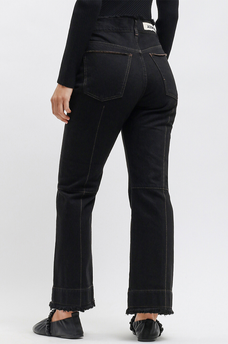 JACQUEMUS Le De Nîmes Linon Court low-rise bootcut jeans Women BLACK 4