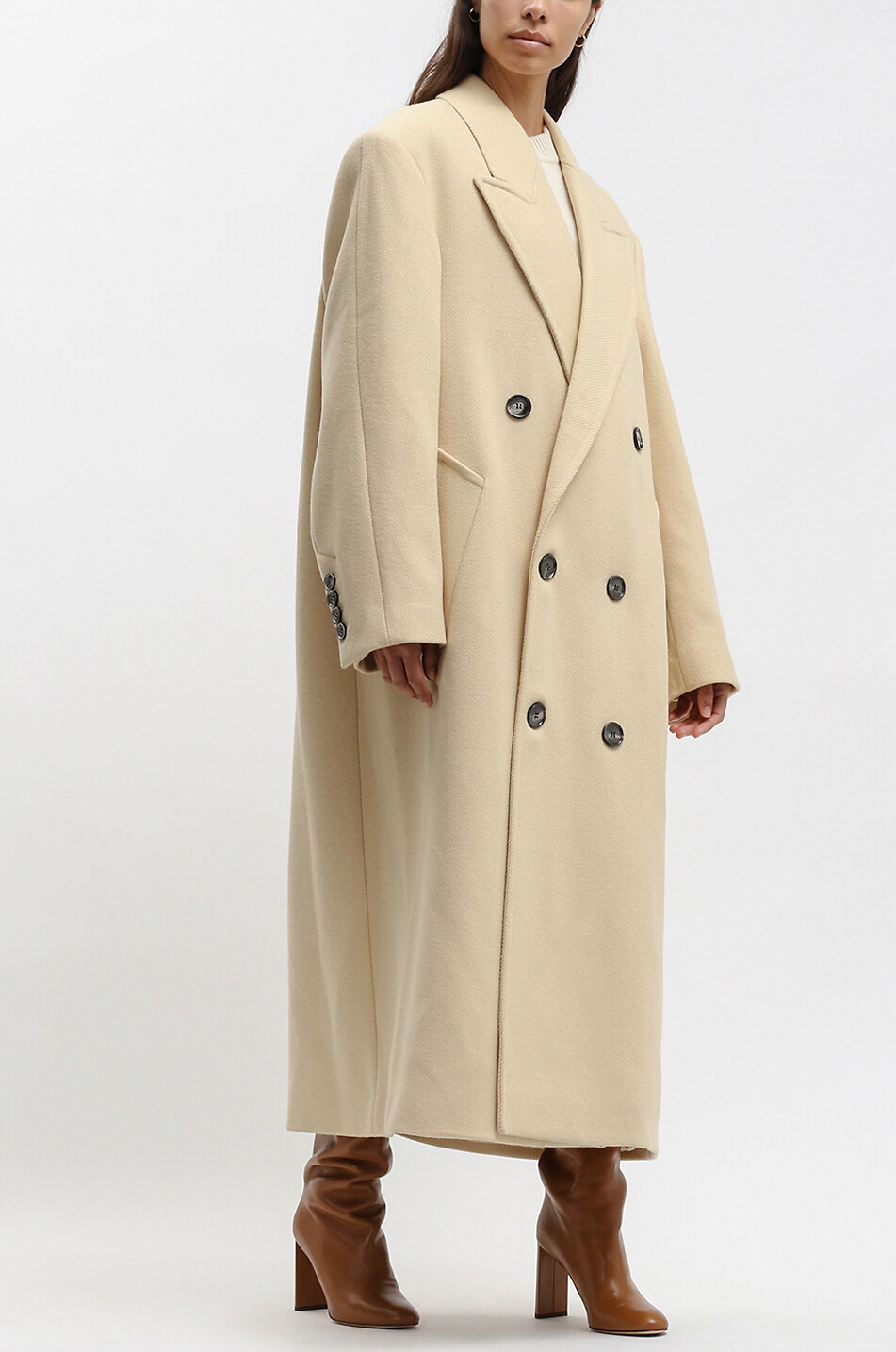 AMI Zweireihiger Oversize-Mantel Damen HELLGELB 3