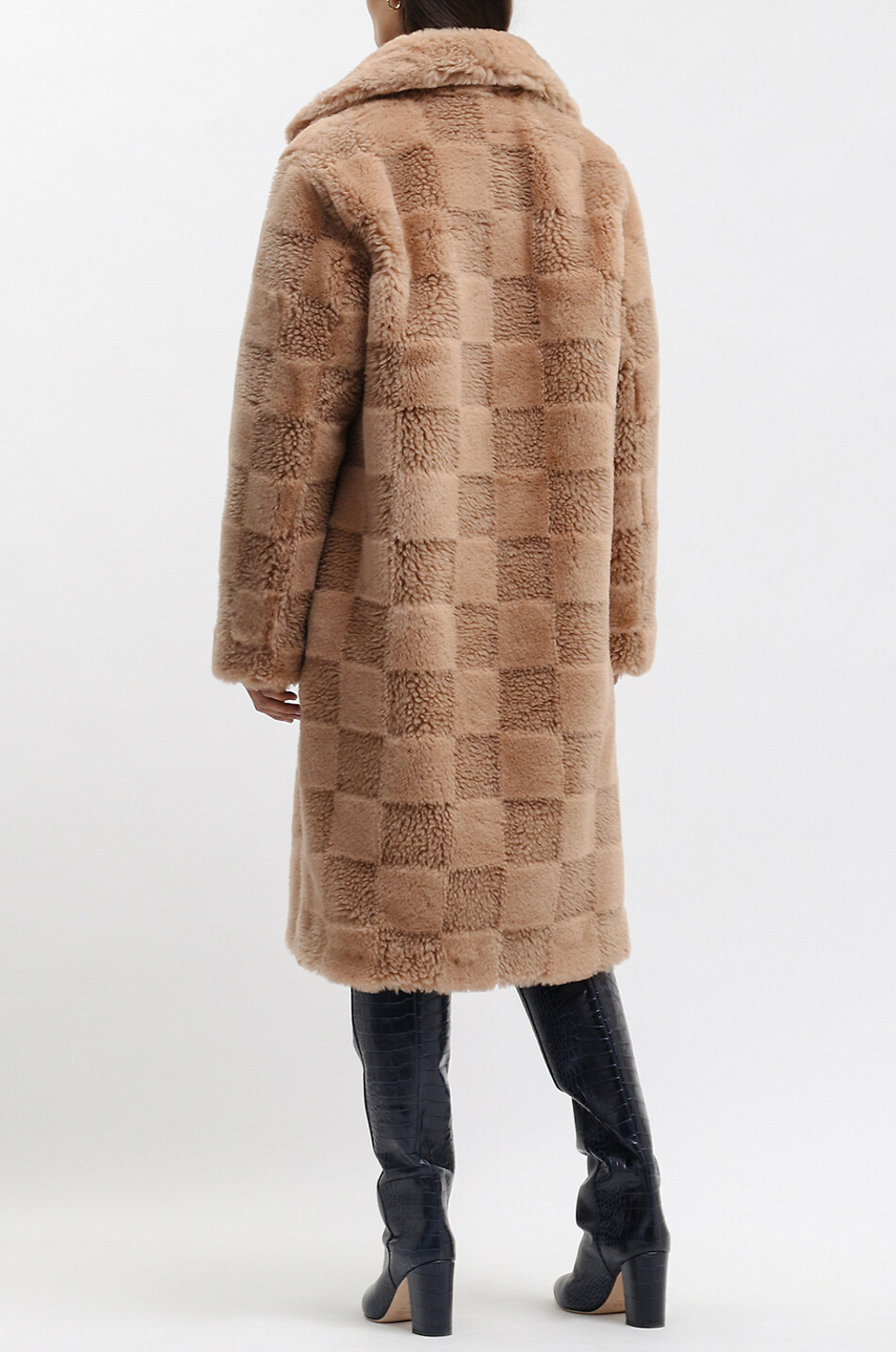 Oversize-Plüschmantel Tikka Checkerboard