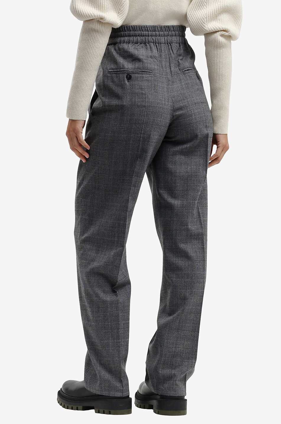 MARANT ETOILE Priska checked trousers with waistband tucks Women GREY 4