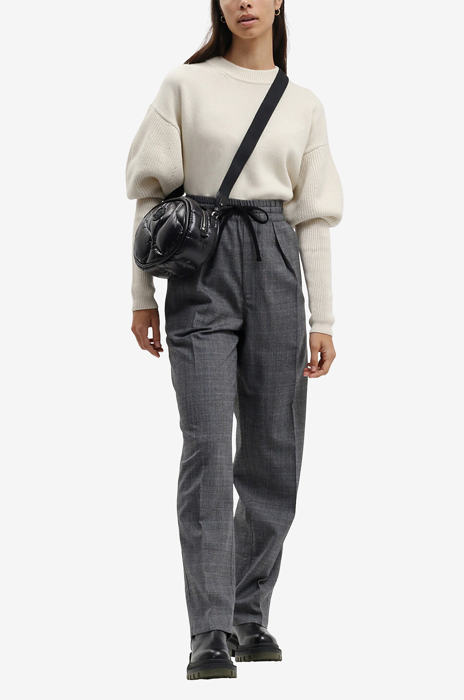 MARANT ETOILE Priska checked trousers with waistband tucks Women GREY 6