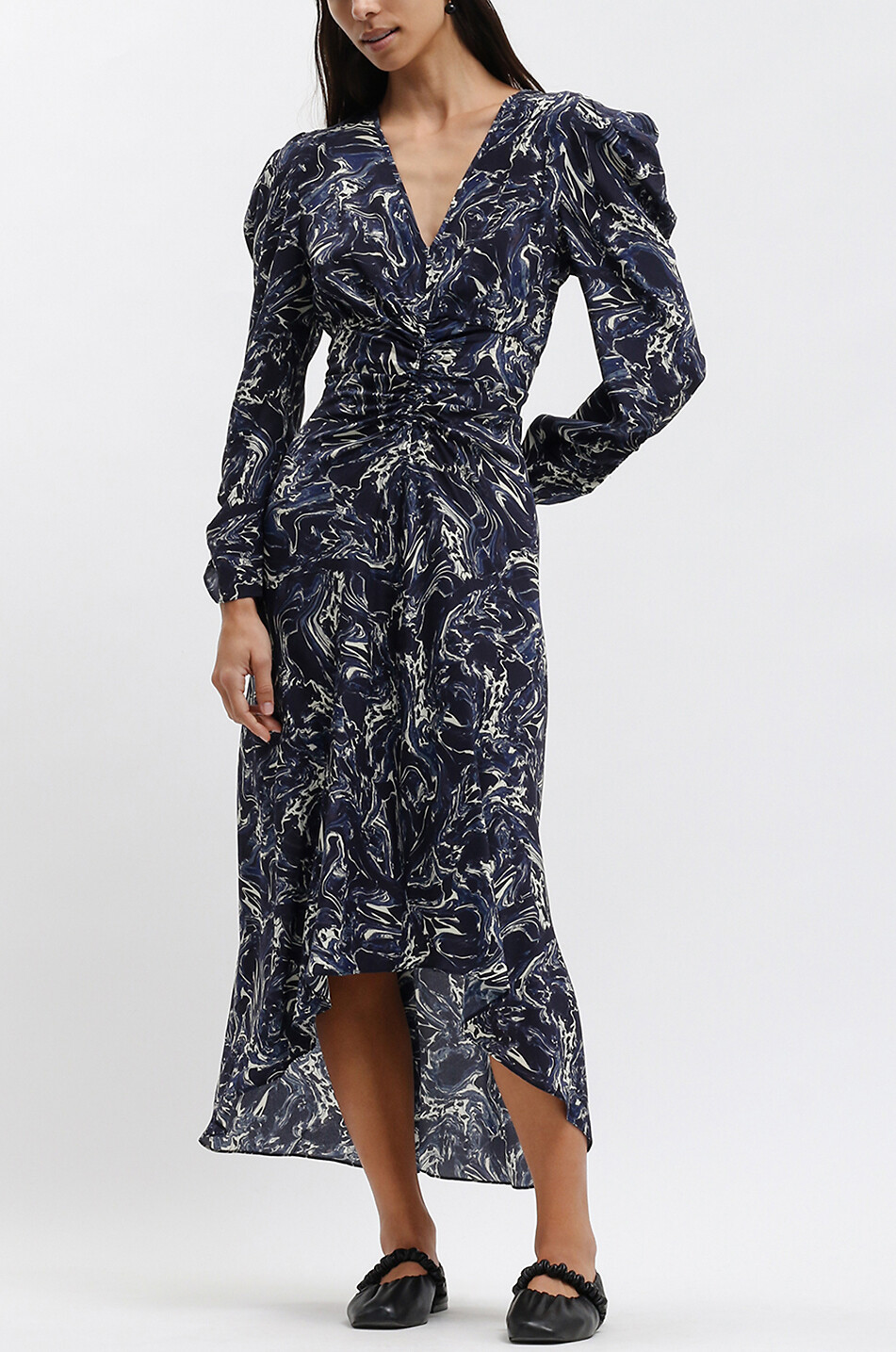 ISABEL MARANT Robe midi asymétrique en soie Albini Femme BLEU FONCE 6