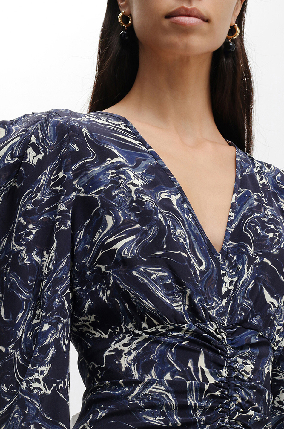ISABEL MARANT Robe midi asymétrique en soie Albini Femme BLEU FONCE 5