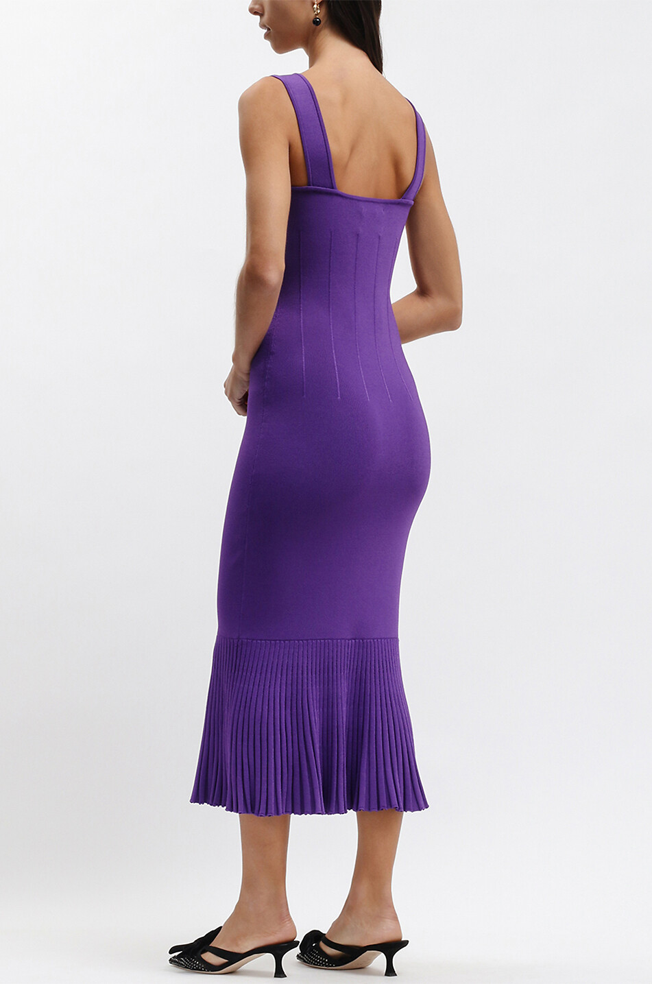 Robe midi plissée en maille à bretelles Atalanta