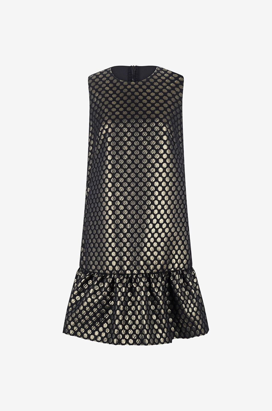 Robe courte sans manches en jacquard à pois dorés