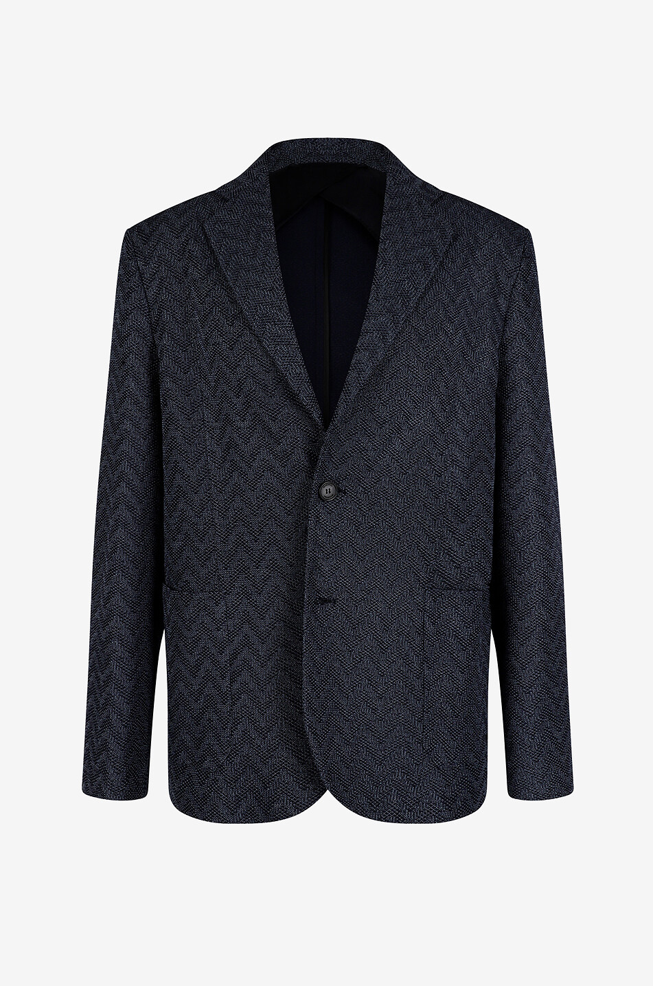 Baumwoll-Jacquard-Strick-Blazer mit Fischgrätenmotiv