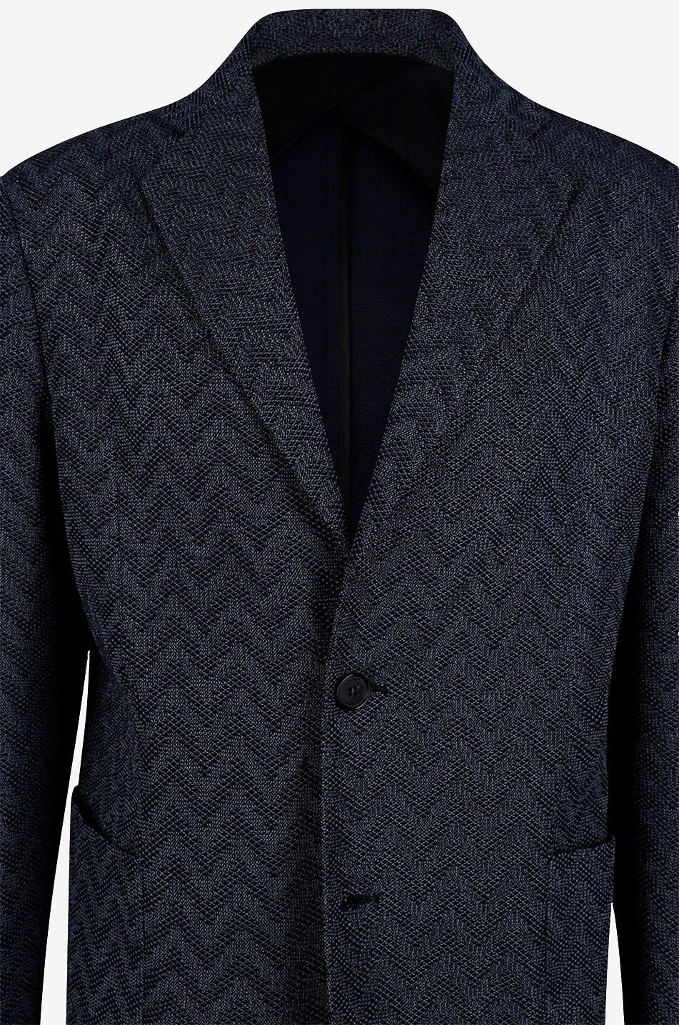 Baumwoll-Jacquard-Strick-Blazer mit Fischgrätenmotiv