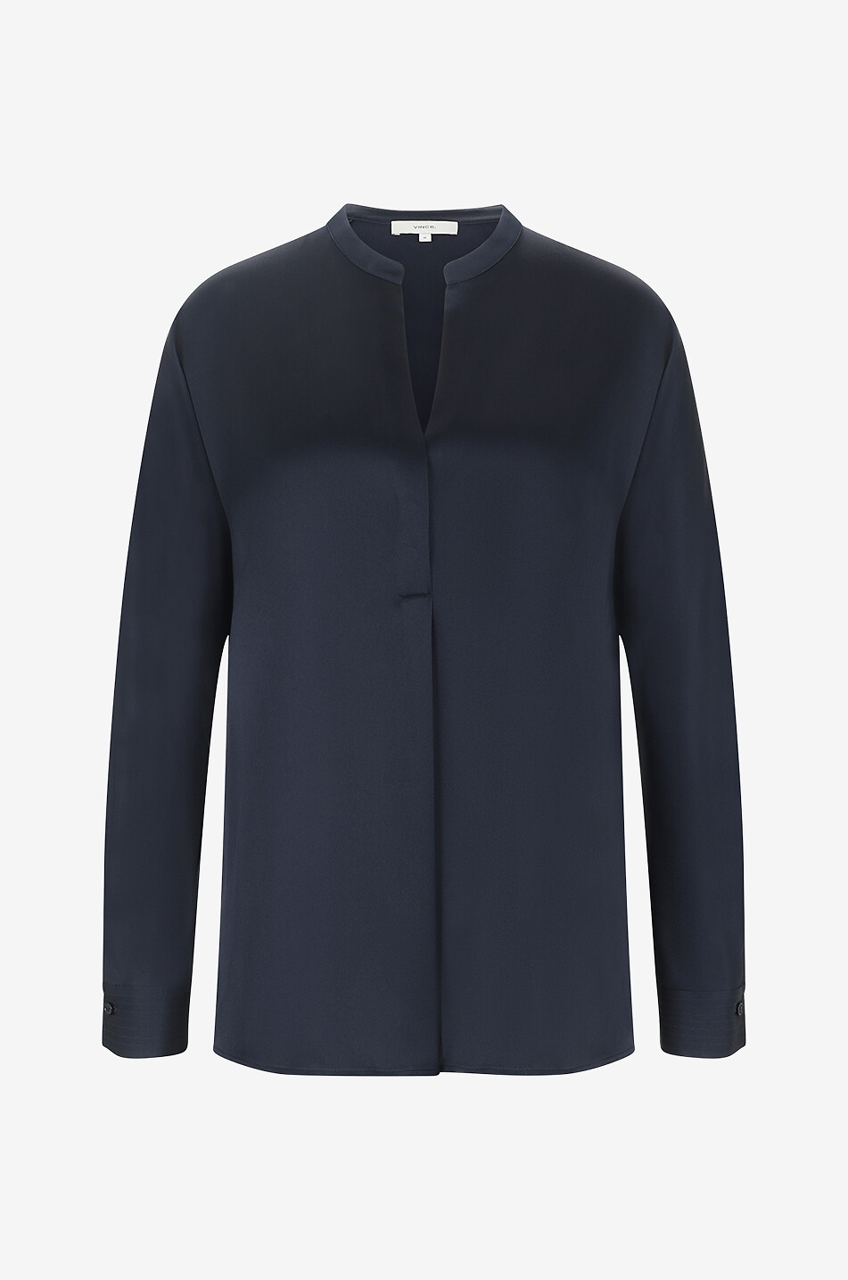 VINCE Silk satin long-sleeved blouse Women MEDIUM BLUE 1