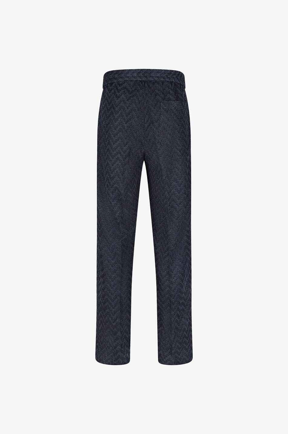 Herringbone patterned jacquard knit straight-leg trousers