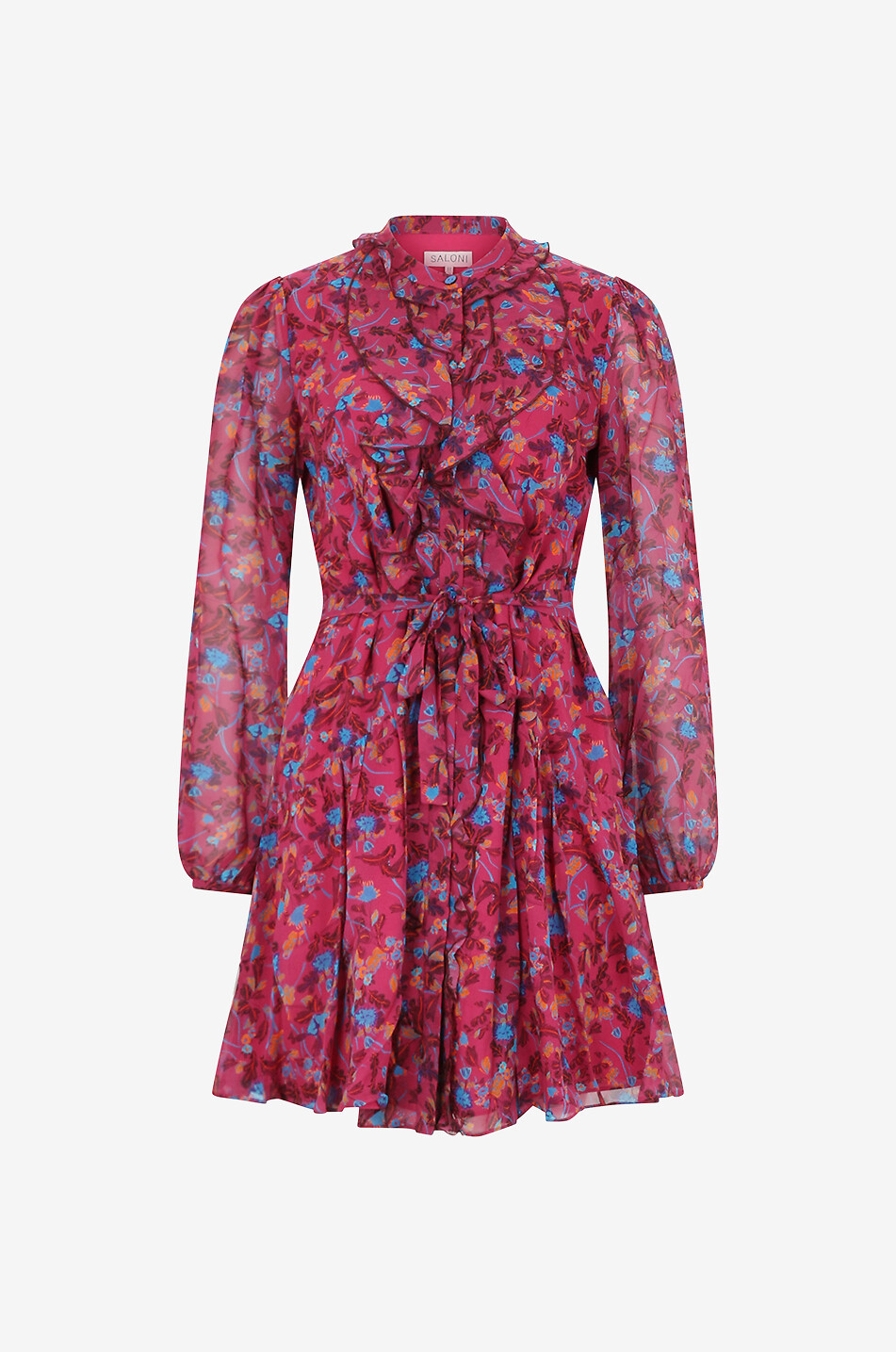 Tilly Ruffle floral silk mini dress