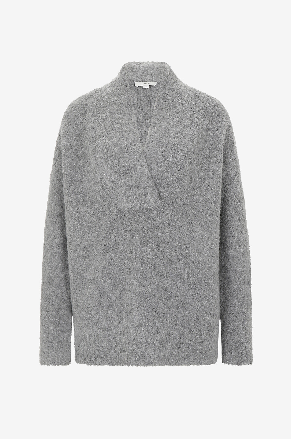 Crimped Shawl fluffy V-neck jumper