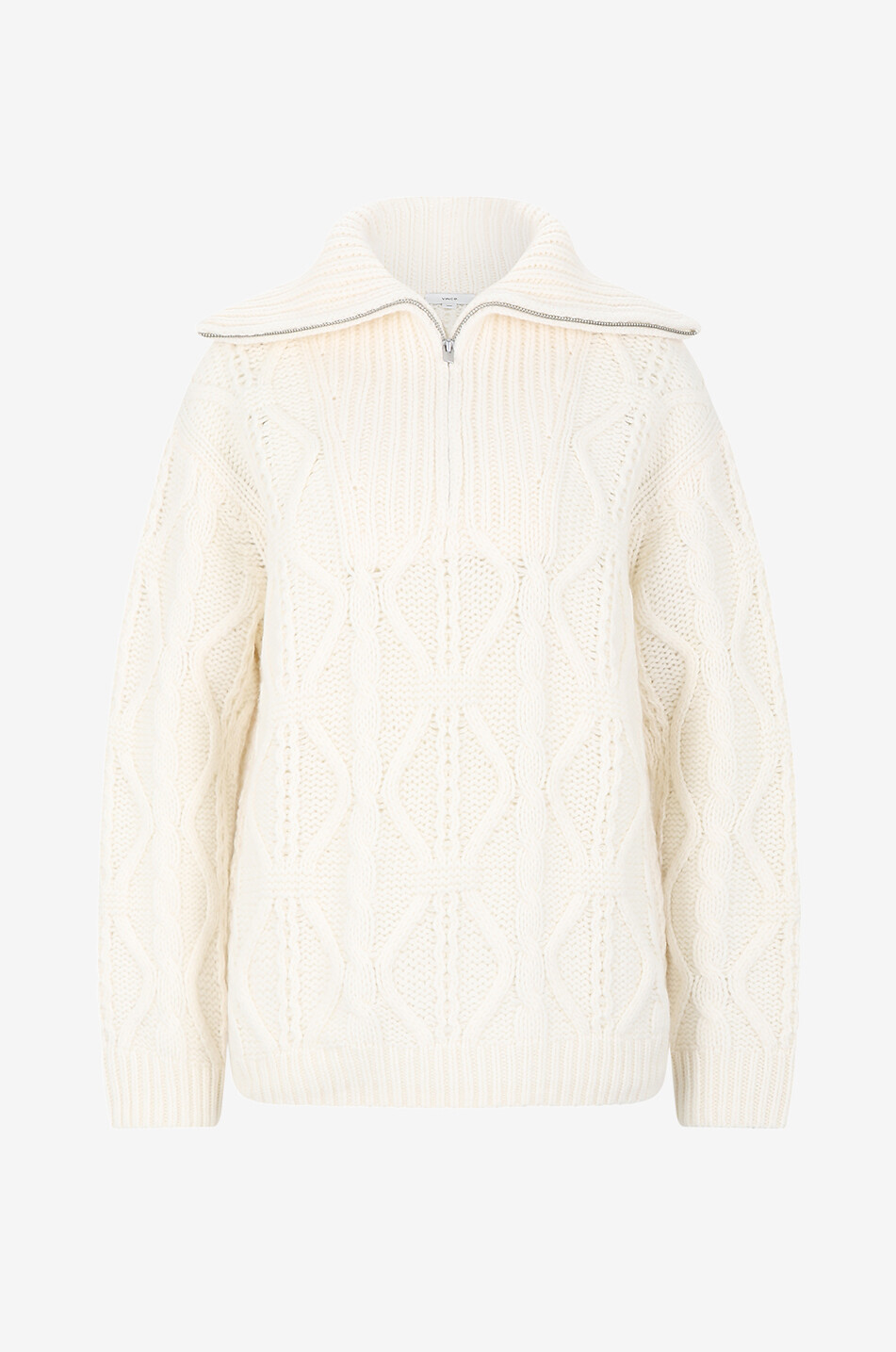 VINCE Half-zip cable-knit oversize jumper Women EGGSHELL 1
