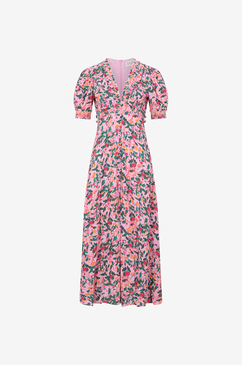 Langes geblümtes Crêpe-Kleid Lea Smock