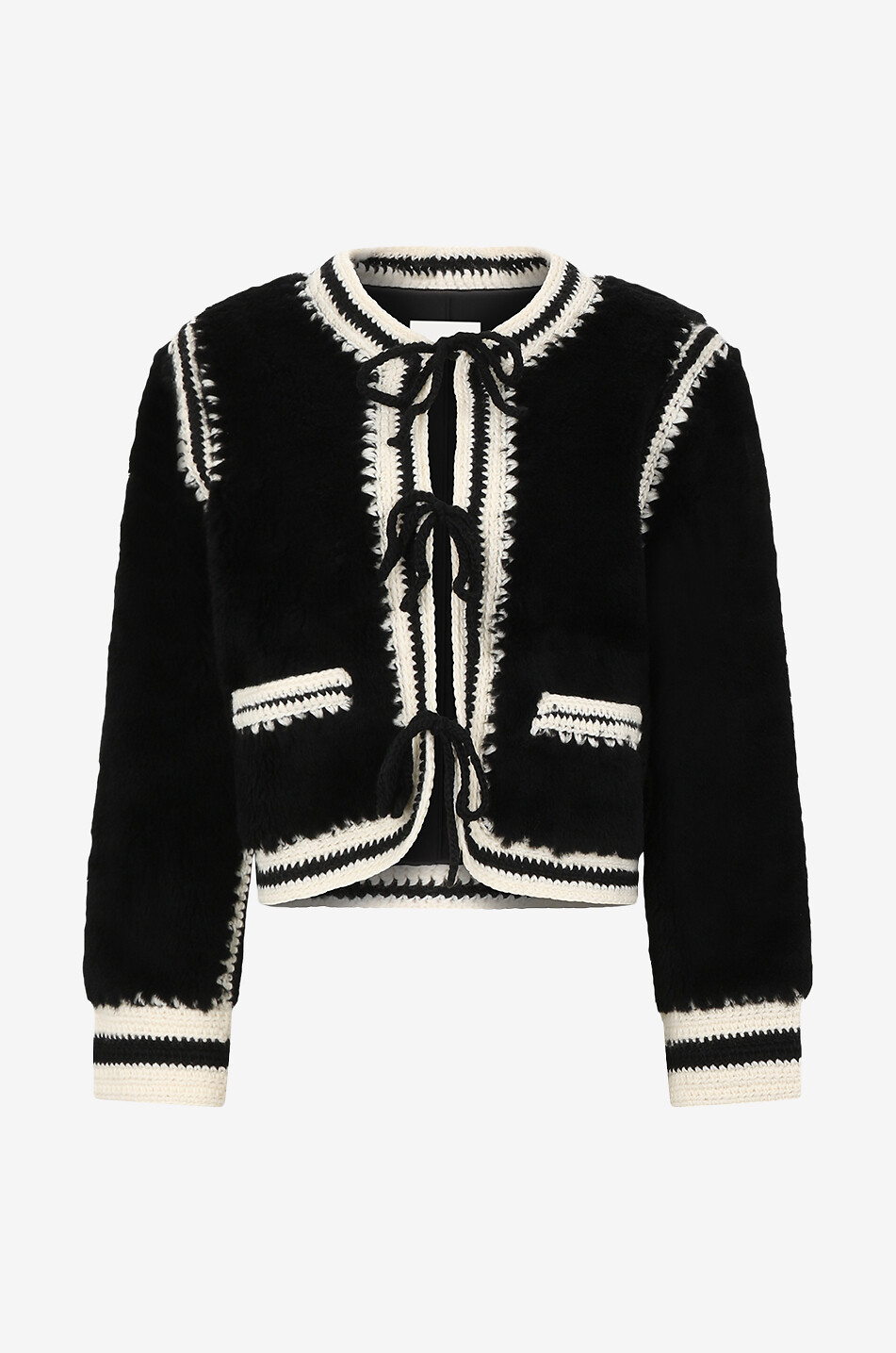 SEA Veste courte en fourrure synthétique et maille Harper Femme NOIR 1