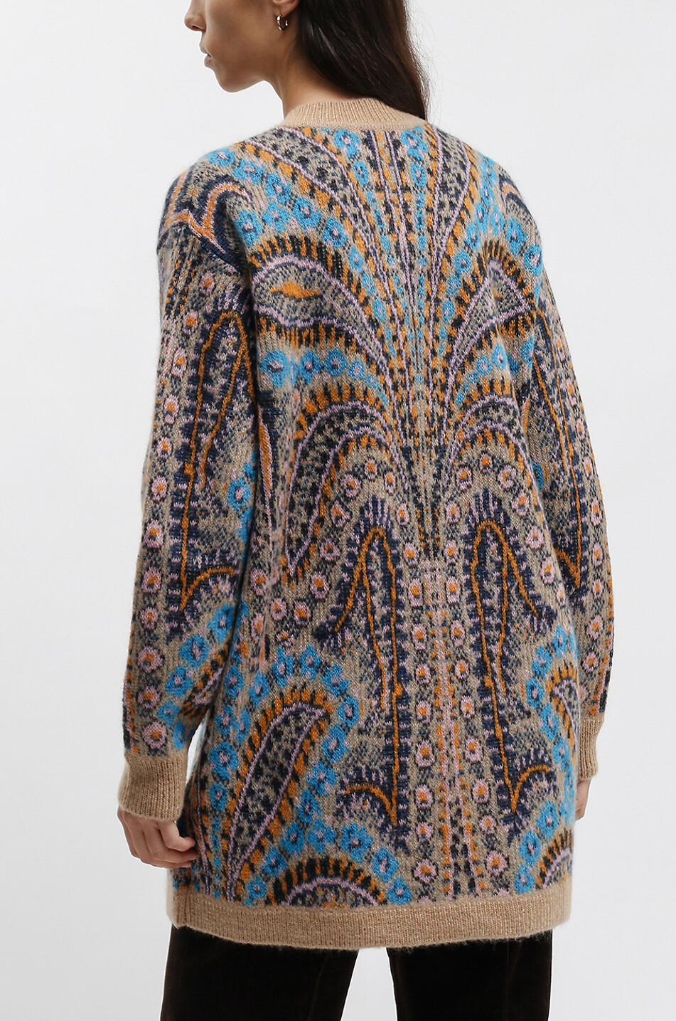 Cardigan jacquard long Paisley Palms