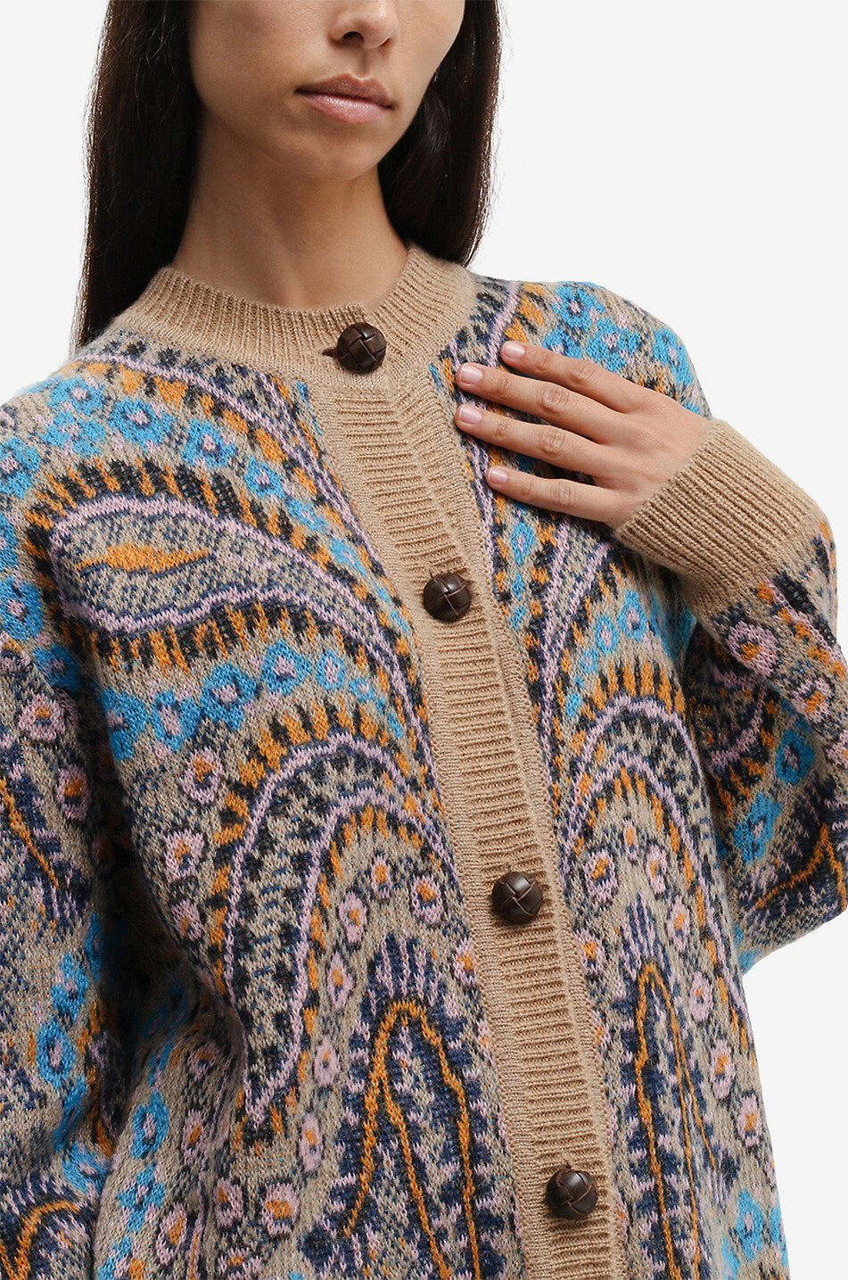 Cardigan jacquard long Paisley Palms