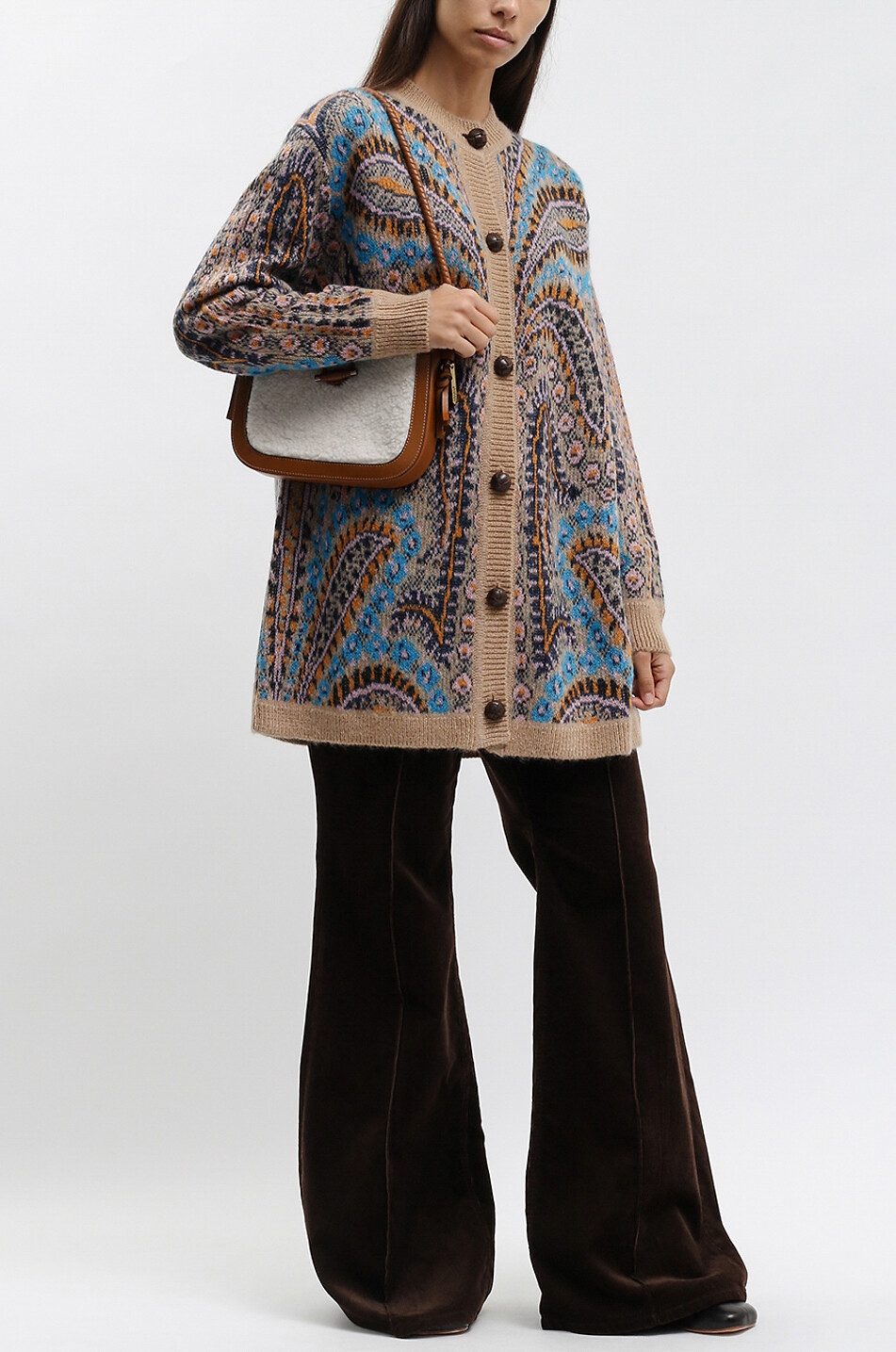 Cardigan jacquard long Paisley Palms