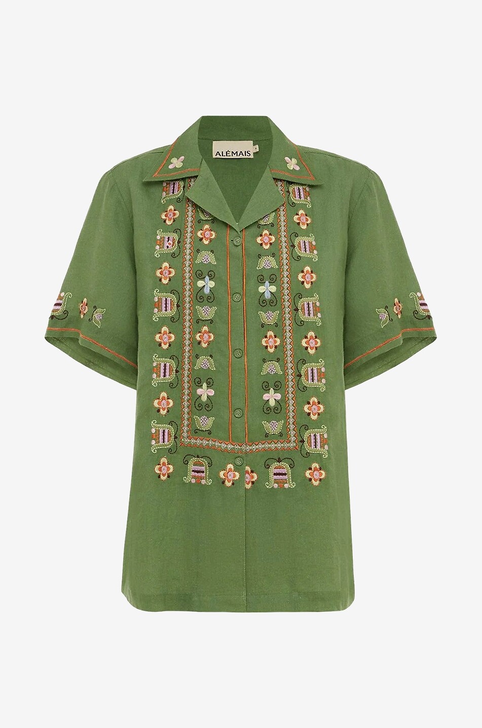 Chemise à manches courtes en lin brodé Lovella