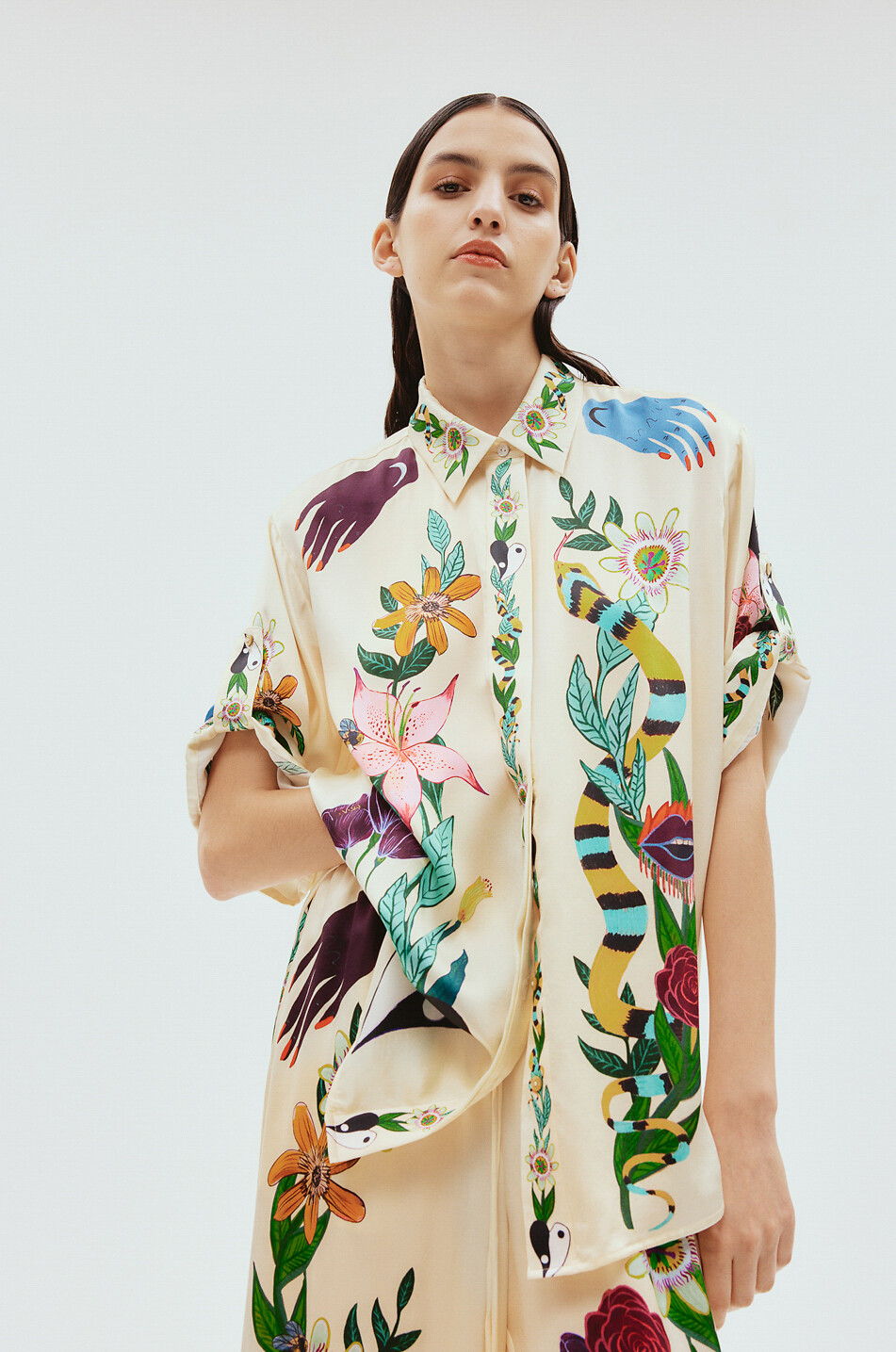 ALEMAIS Meagan oversize silk shirt Women EGGSHELL 7