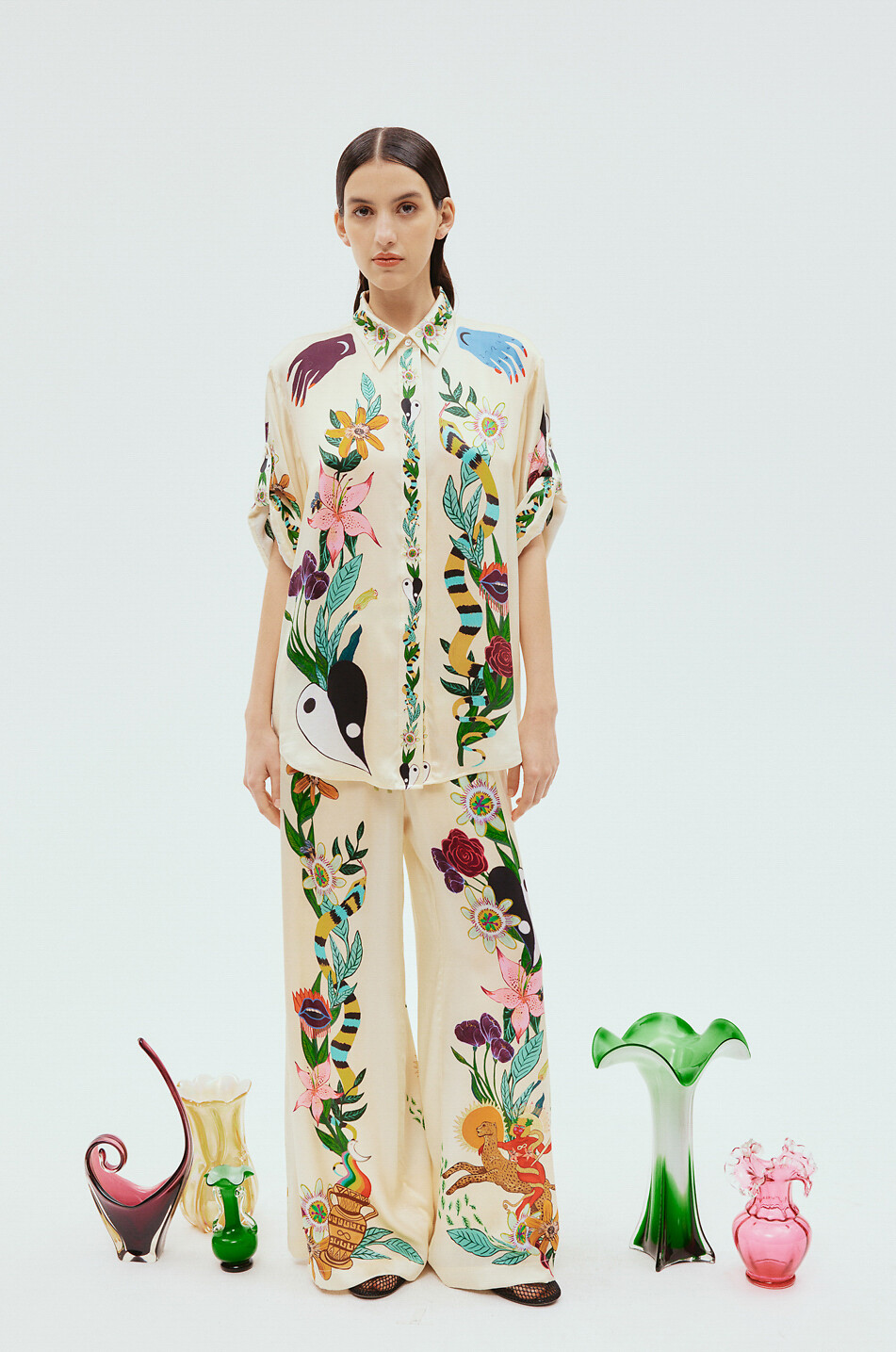 ALEMAIS Meagan oversize silk shirt Women EGGSHELL 2