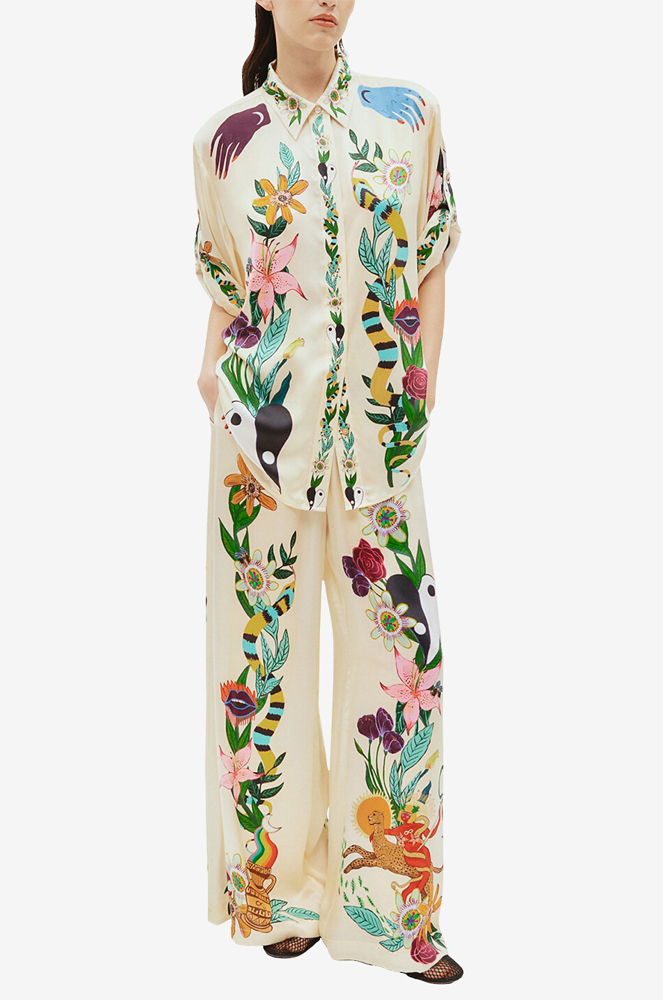 ALEMAIS Meagan oversize silk shirt Women EGGSHELL 3