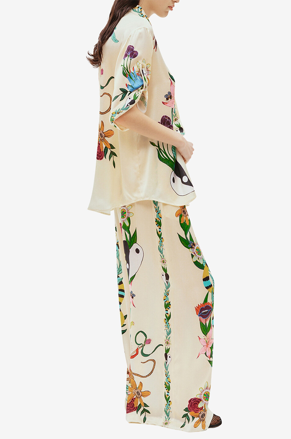 ALEMAIS Meagan oversize silk shirt Women EGGSHELL 4