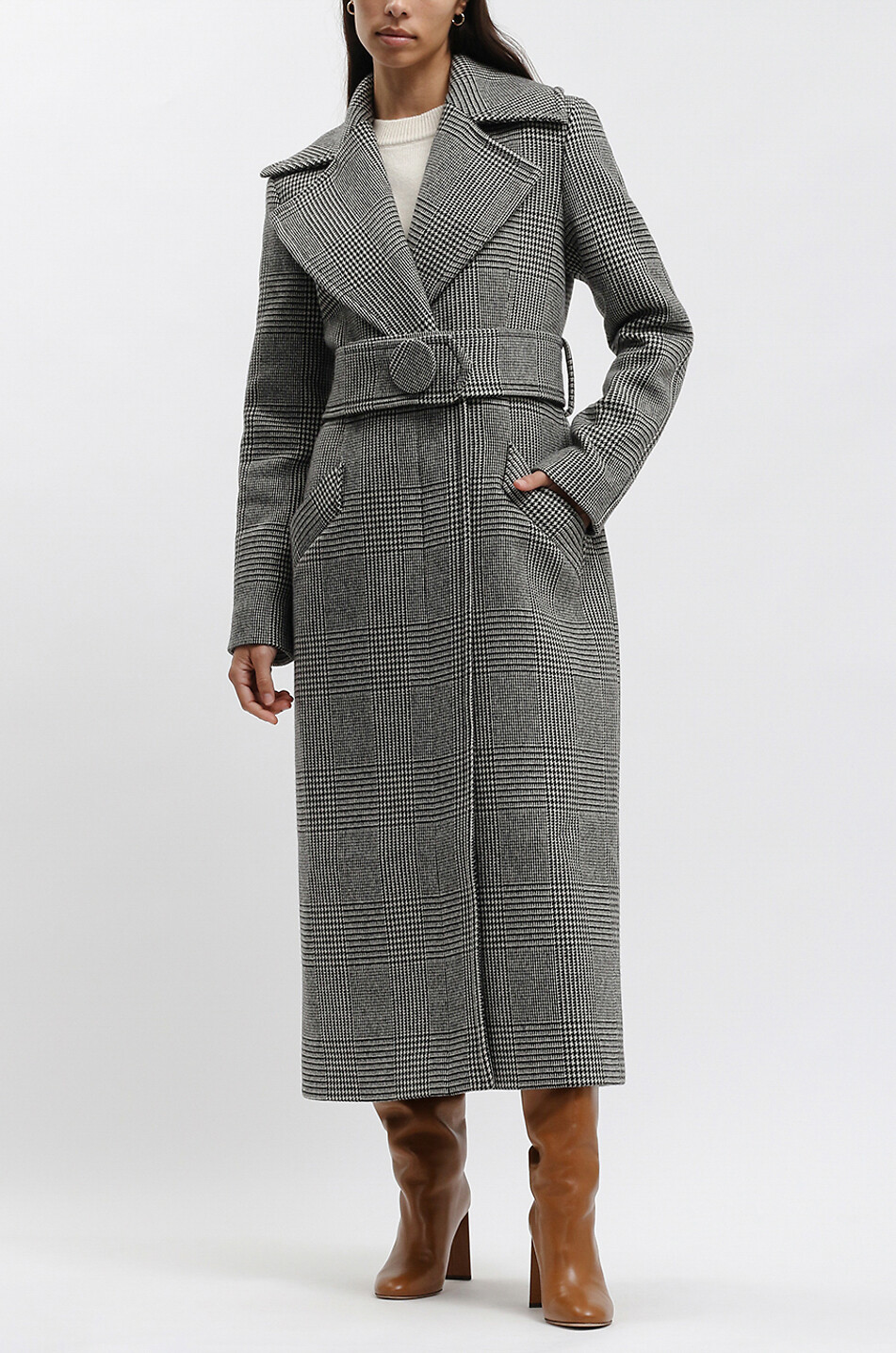 AQVAROSSA Seraphine long belted wool coat Women MULTI COLOURED 6