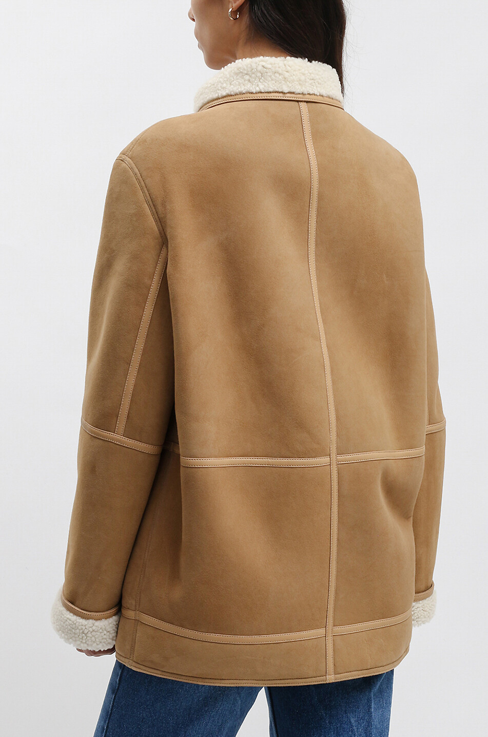 Bomber en daim et cuir doublé de peau lainée Merinos Gonfio