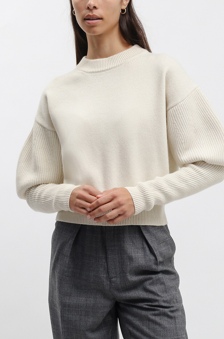 ALEXANDER McQUEEN Wool and cashmere loose cropped jumper Women EGGSHELL 3