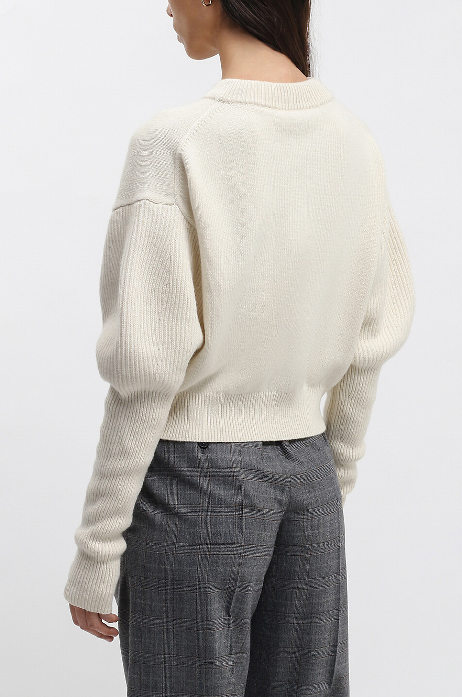 ALEXANDER McQUEEN Wool and cashmere loose cropped jumper Women EGGSHELL 4