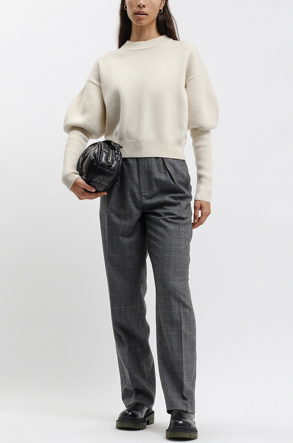 ALEXANDER McQUEEN Wool and cashmere loose cropped jumper Women EGGSHELL 6