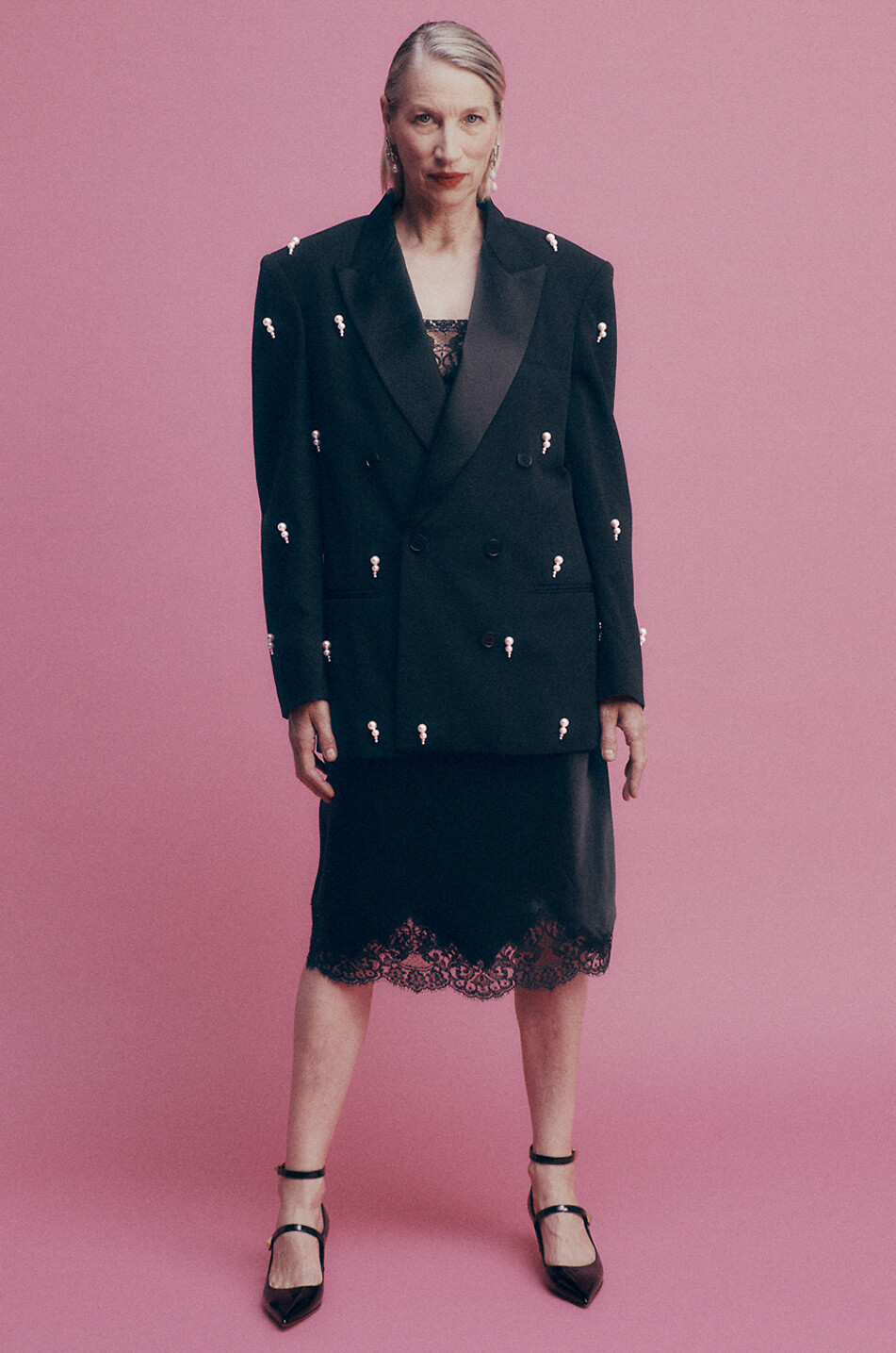STELLA McCARTNEY Oversize-Blazer im Smoking-Stil und Perlenstickereien Damen SCHWARZ 3