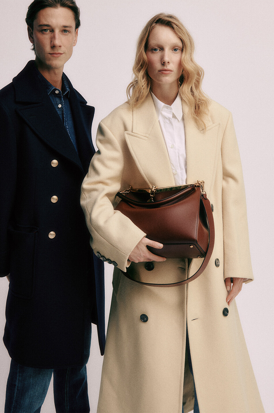 BRUNELLO CUCINELLI Manteau mi-long à boutonnage double en laine Homme BLEU FONCE 3