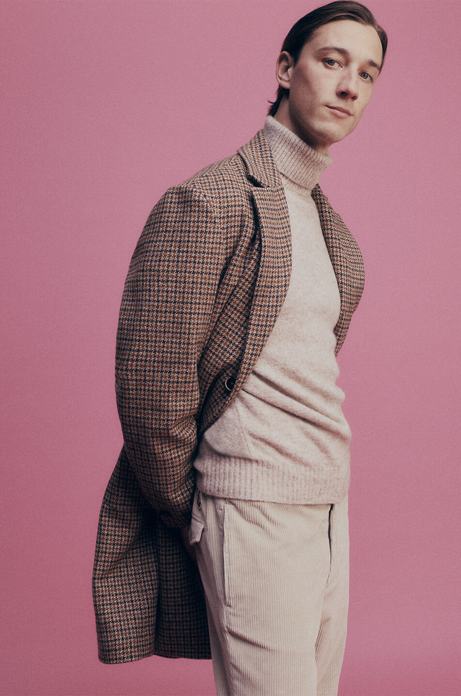 Dreiviertelmantel mit Hahnentrittmotiv Baron