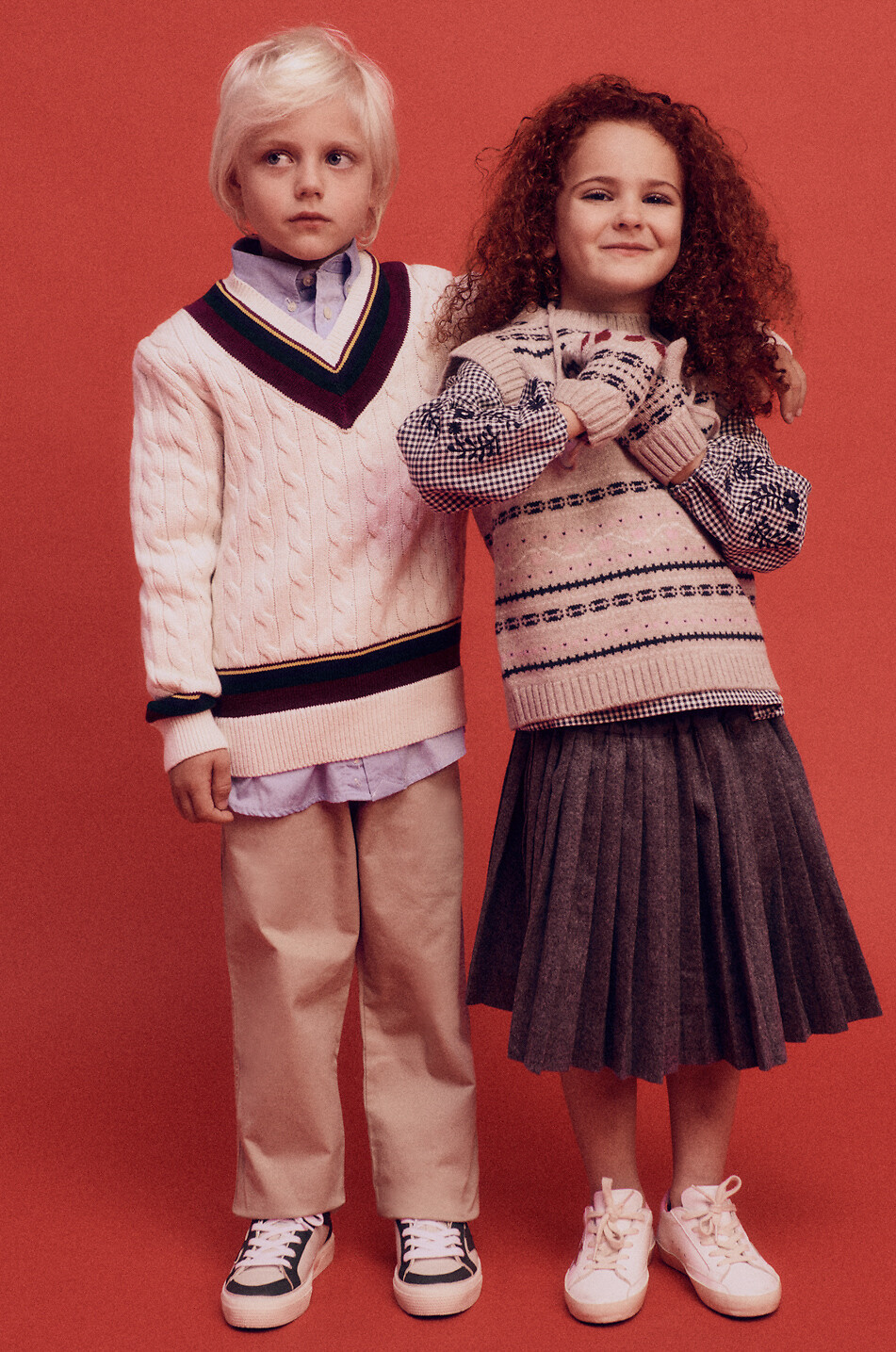 Cricket boys' V-neck cable knit jumper