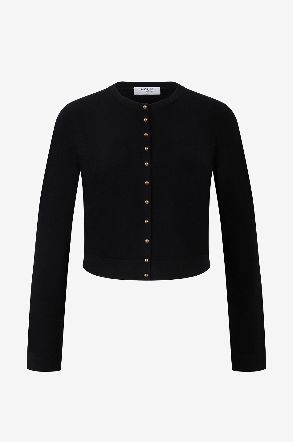 Button-down fine cropped crewneck cardigan