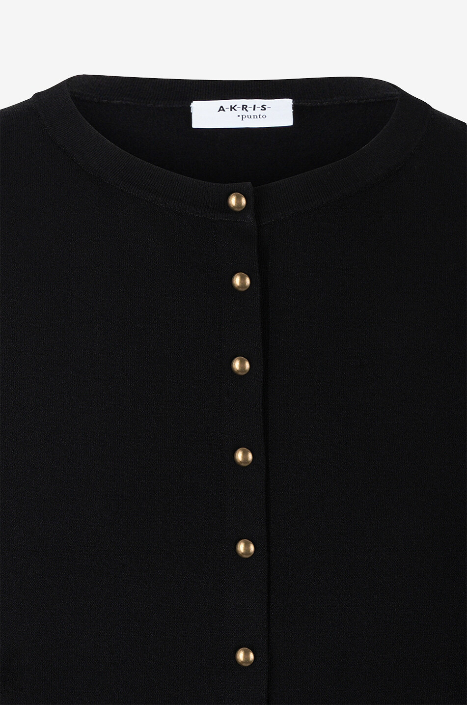 AKRIS PUNTO Cardigan raccourci fin boutonné à col rond Femme NOIR 3