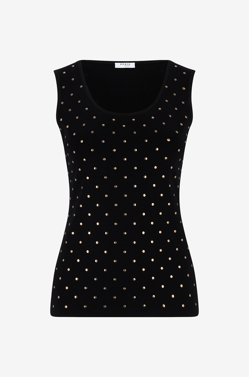 AKRIS PUNTO Matte sequin adorned knit tank top Women BLACK 1