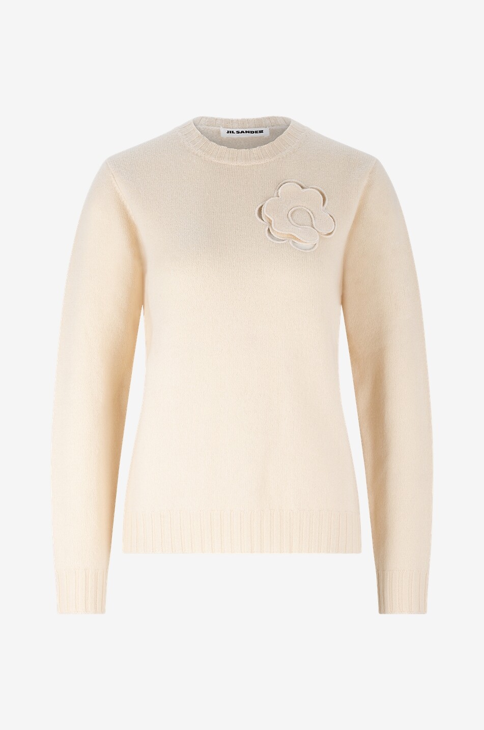 JIL SANDER Pull en laine à découpe florale Femme BEIGE 1