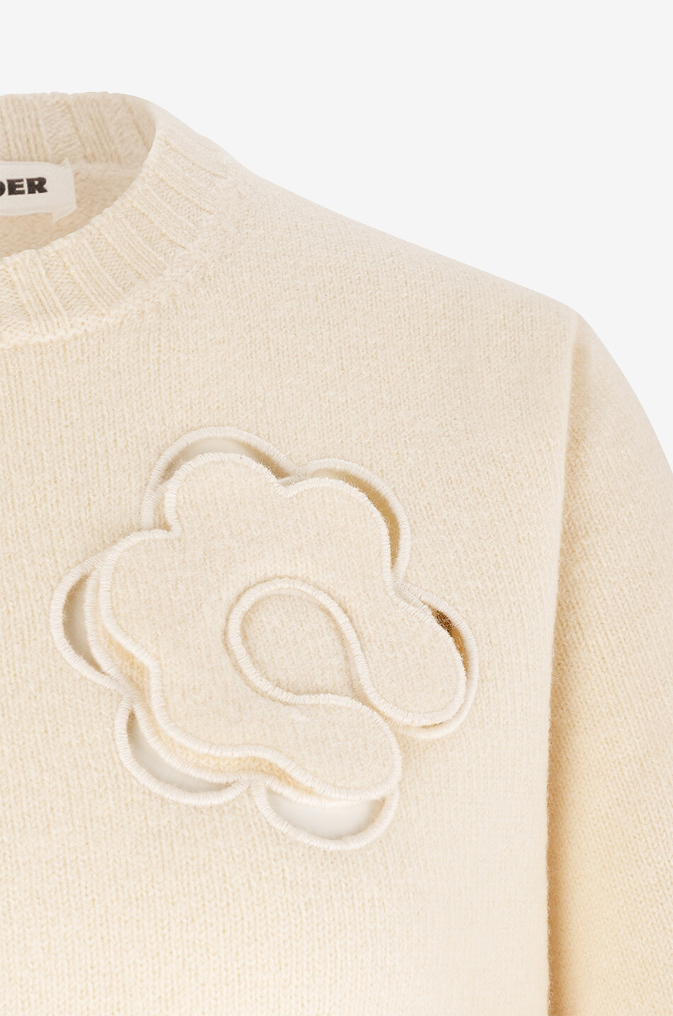 JIL SANDER Pull en laine à découpe florale Femme BEIGE 3