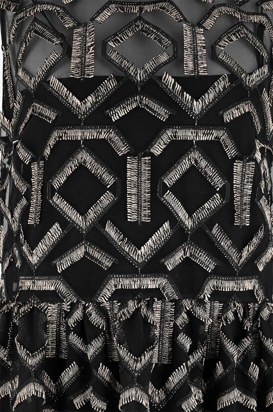 Robe de soirée midi à broderies franges dorées