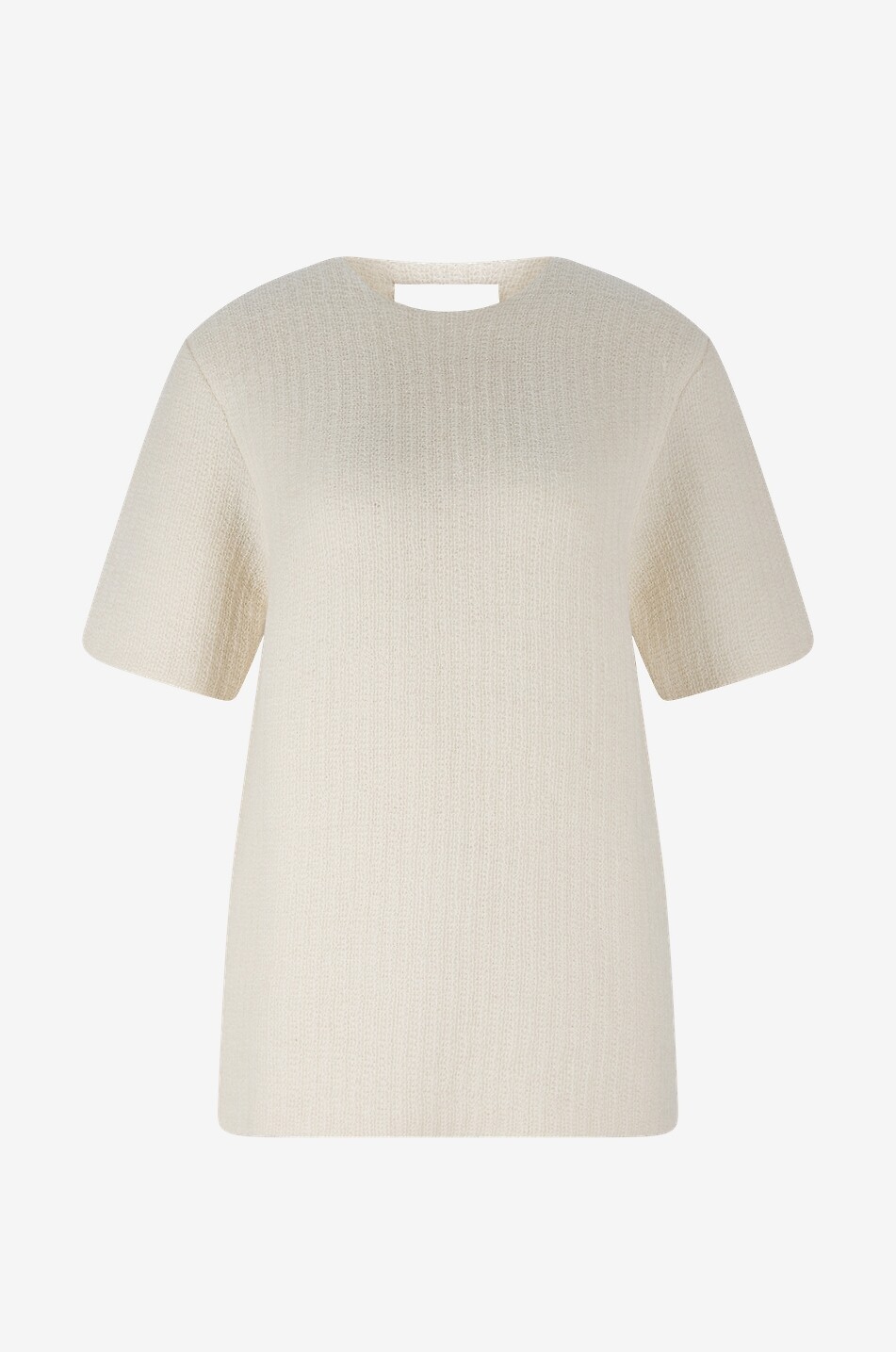 Wattiertes Strick-T-Shirt JIL SANDER CREMEFARBEN Bongénie Outlet