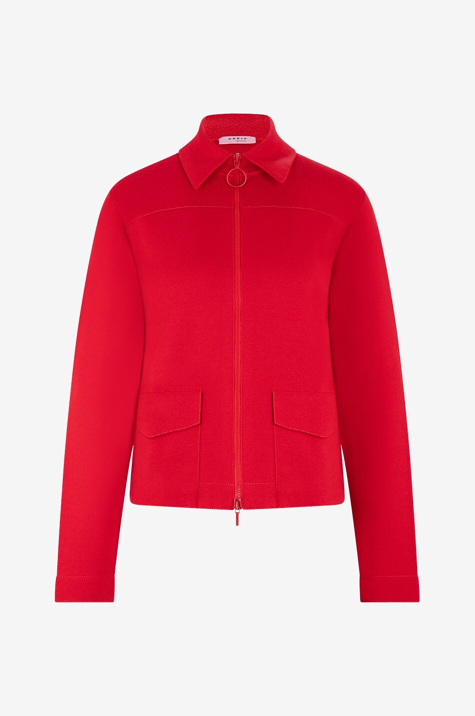 AKRIS PUNTO Virgin wool knit full-zip shirt jacket Women RED 1
