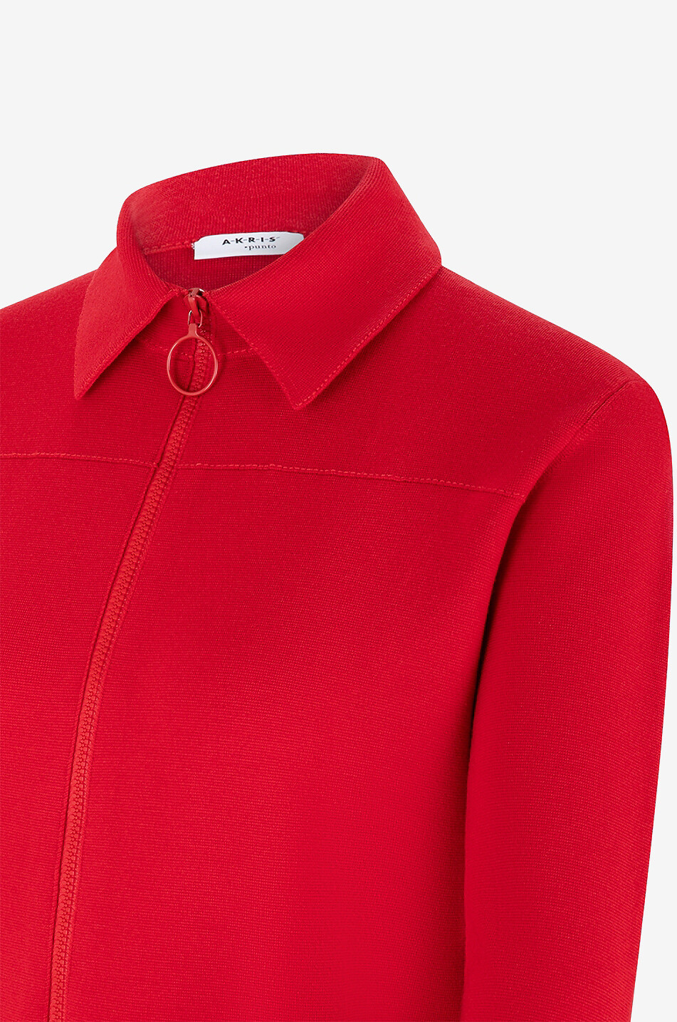 AKRIS PUNTO Virgin wool knit full-zip shirt jacket Women RED 3