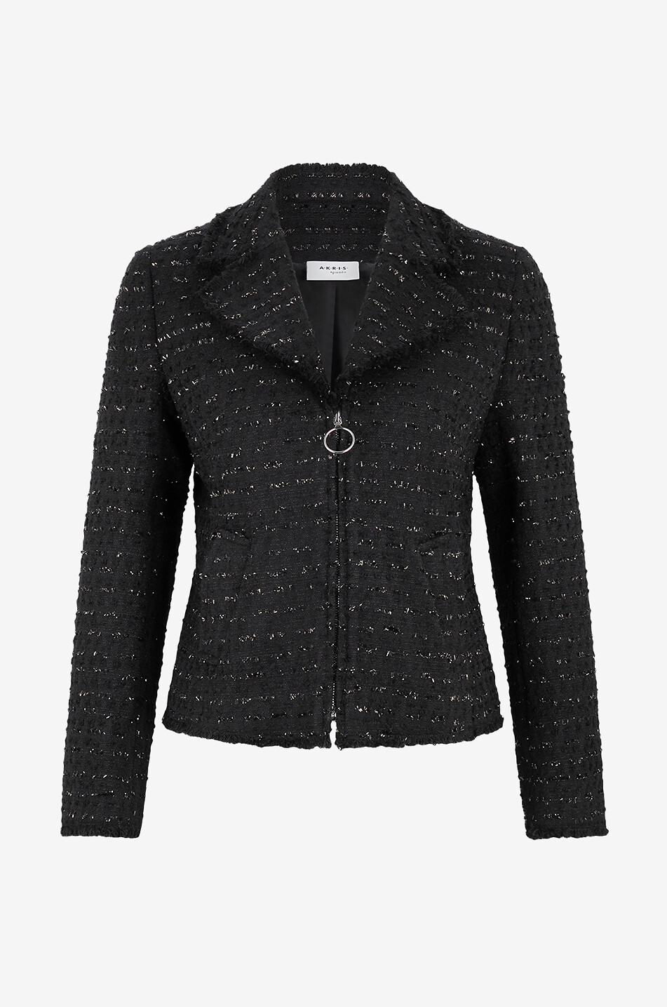 Veste zippée courte en tweed scintillant