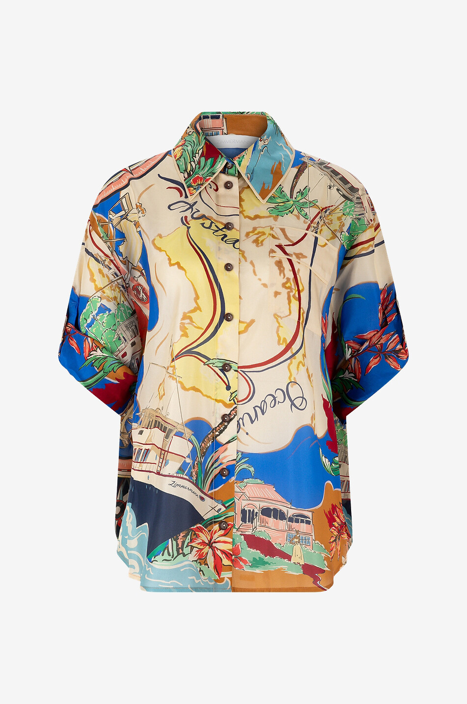 ZIMMERMANN Kurzarm-Seidenhemd mit Print Alight Damen BUNT 6 1