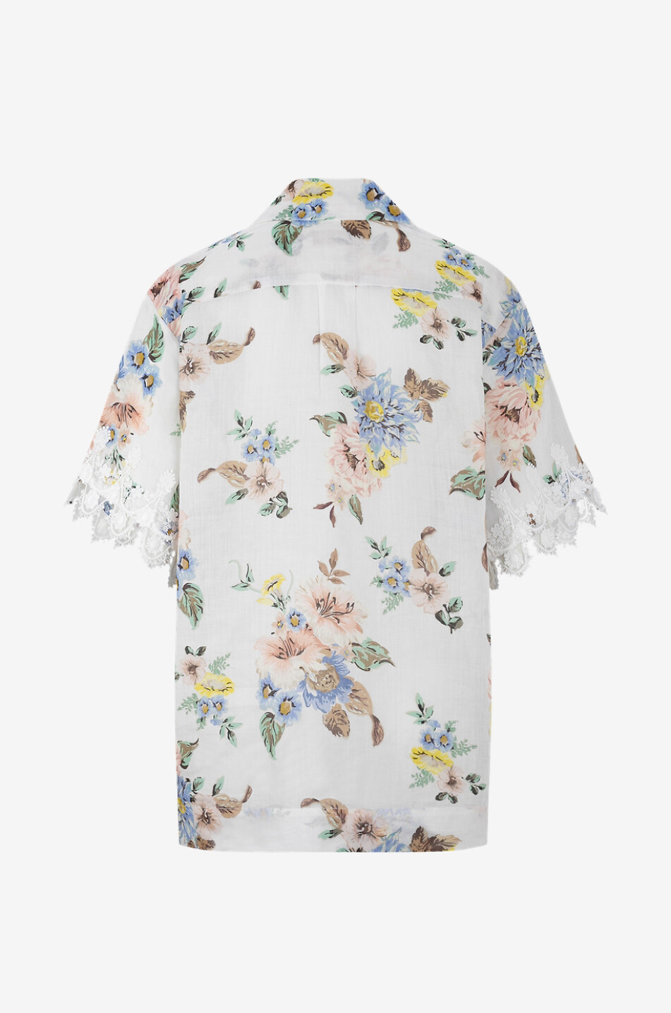 Chemise oversize en lin fleuri et dentelle Applique