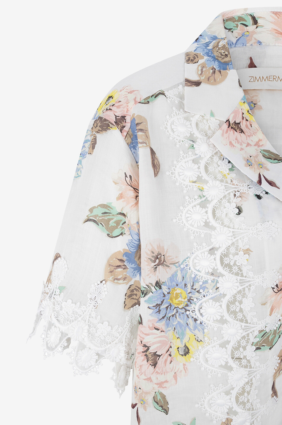 ZIMMERMANN Oversize-Hemd aus geblümtem Leinen und Spitze Applique Damen BUNT5 3