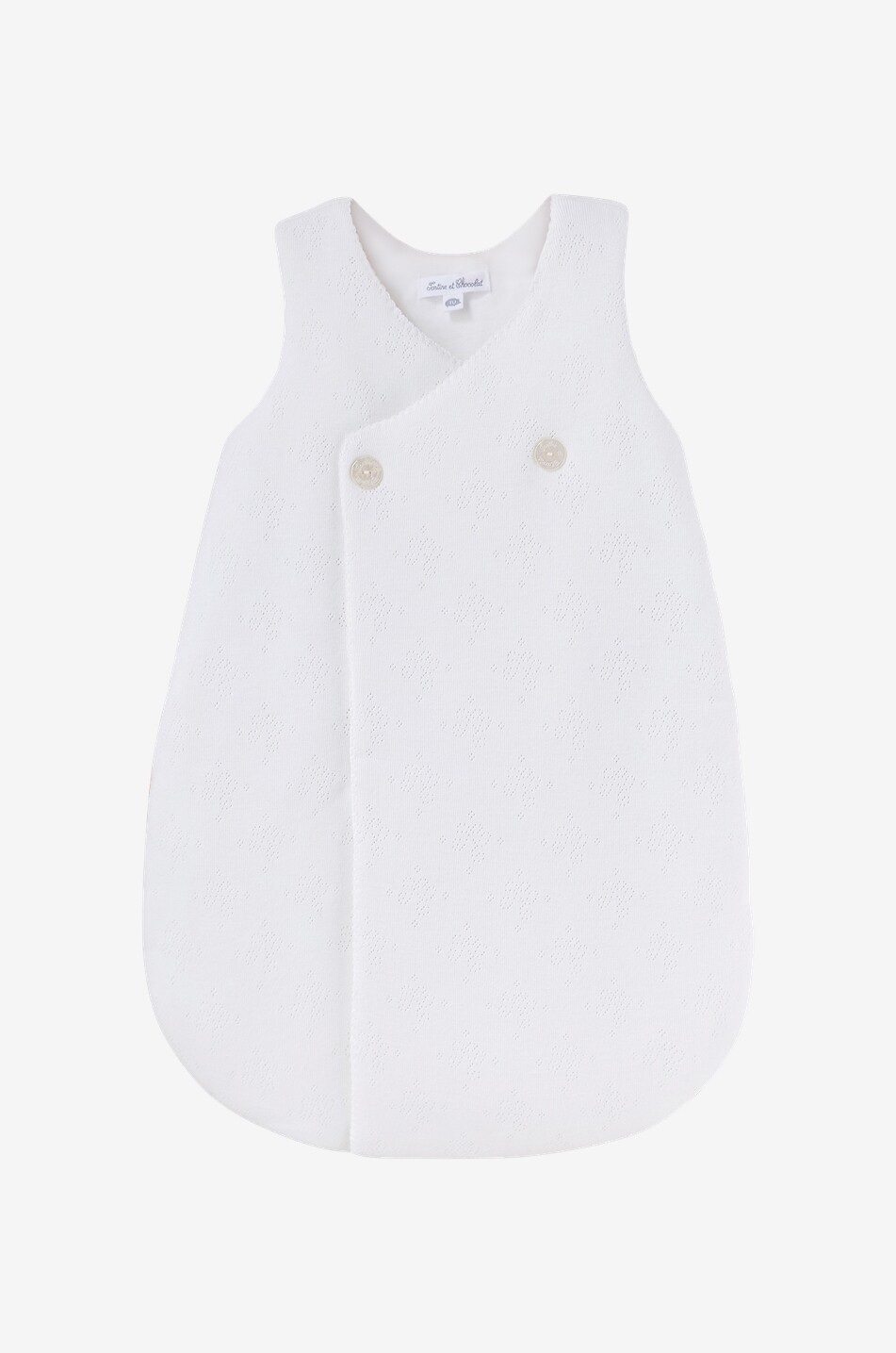 Baby sleeping bag in openwork organic cotton