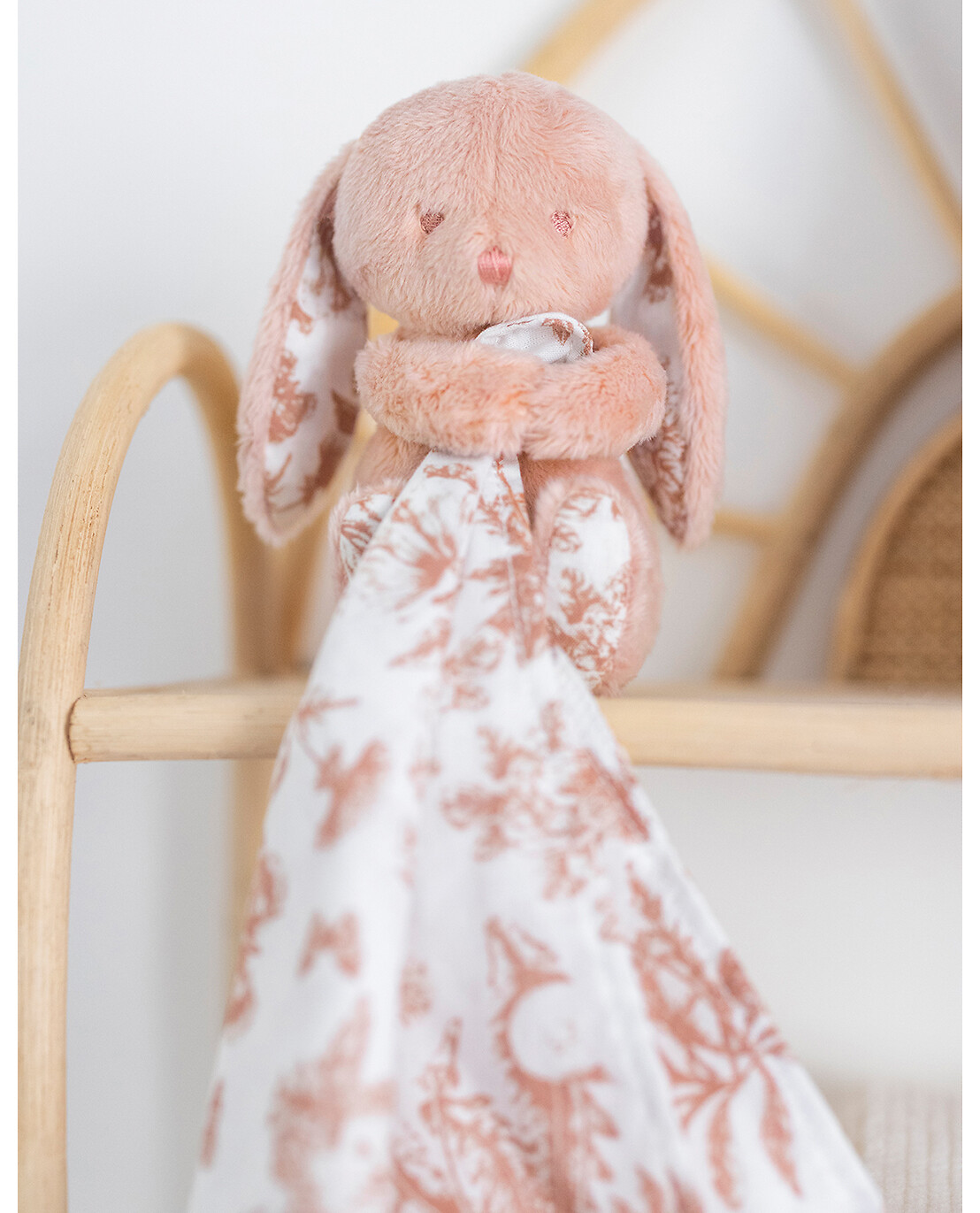 TARTINE ET CHOCOLAT Augustin Le Lapin soft toy with Toile de Jouy Details Baby PINK 3